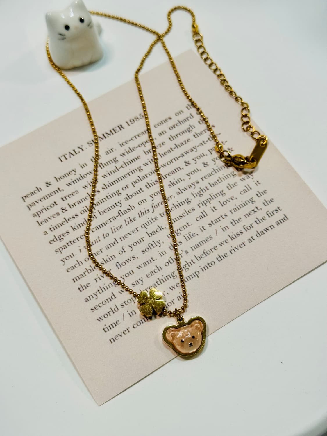 내외국인 인기최고🧡 테디베어 클로버 목걸이🧸🍀 상품이미지1