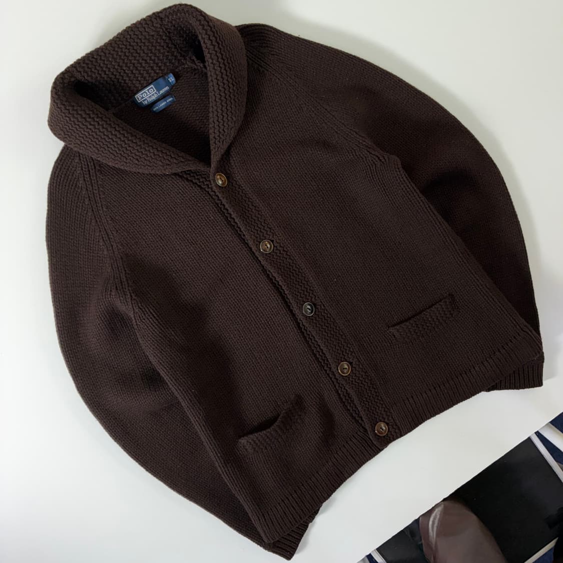 Polo 폴로 랄프로렌 램스울 브라운 업버튼 가디건 상품이미지2