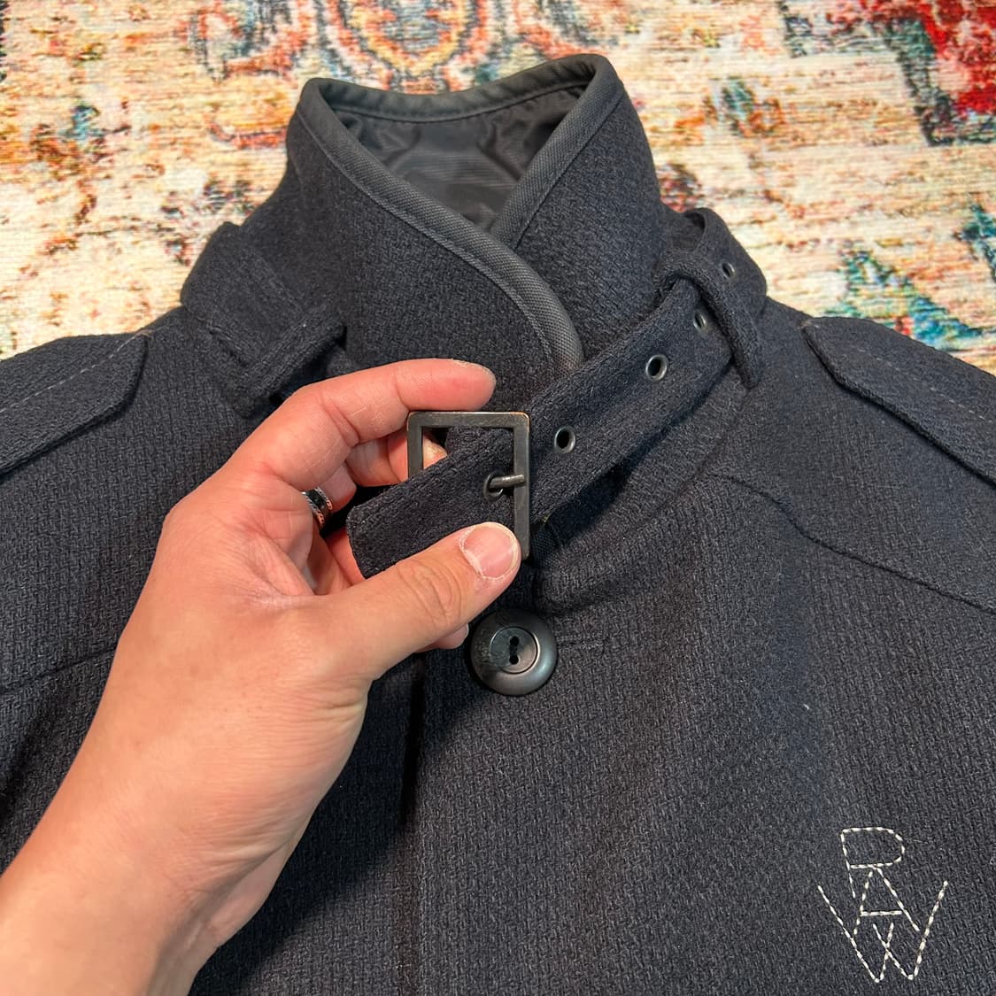 [M] 00s 지스타 로우 견장 울 코트 상품이미지4