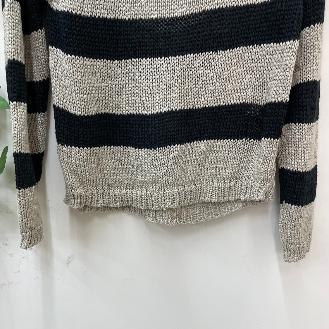 페어리그런지 보헤미안 y2k 여리 스트라이프 백오픈 크롭 니트 상품이미지3