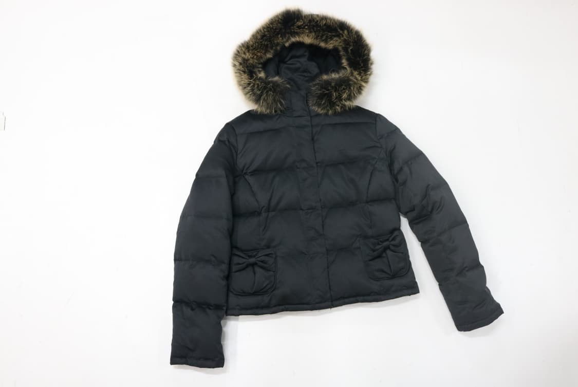 Private Label 프라이빗 라벨 리본 포켓 퍼 후드 구스다운 패딩 상품이미지4