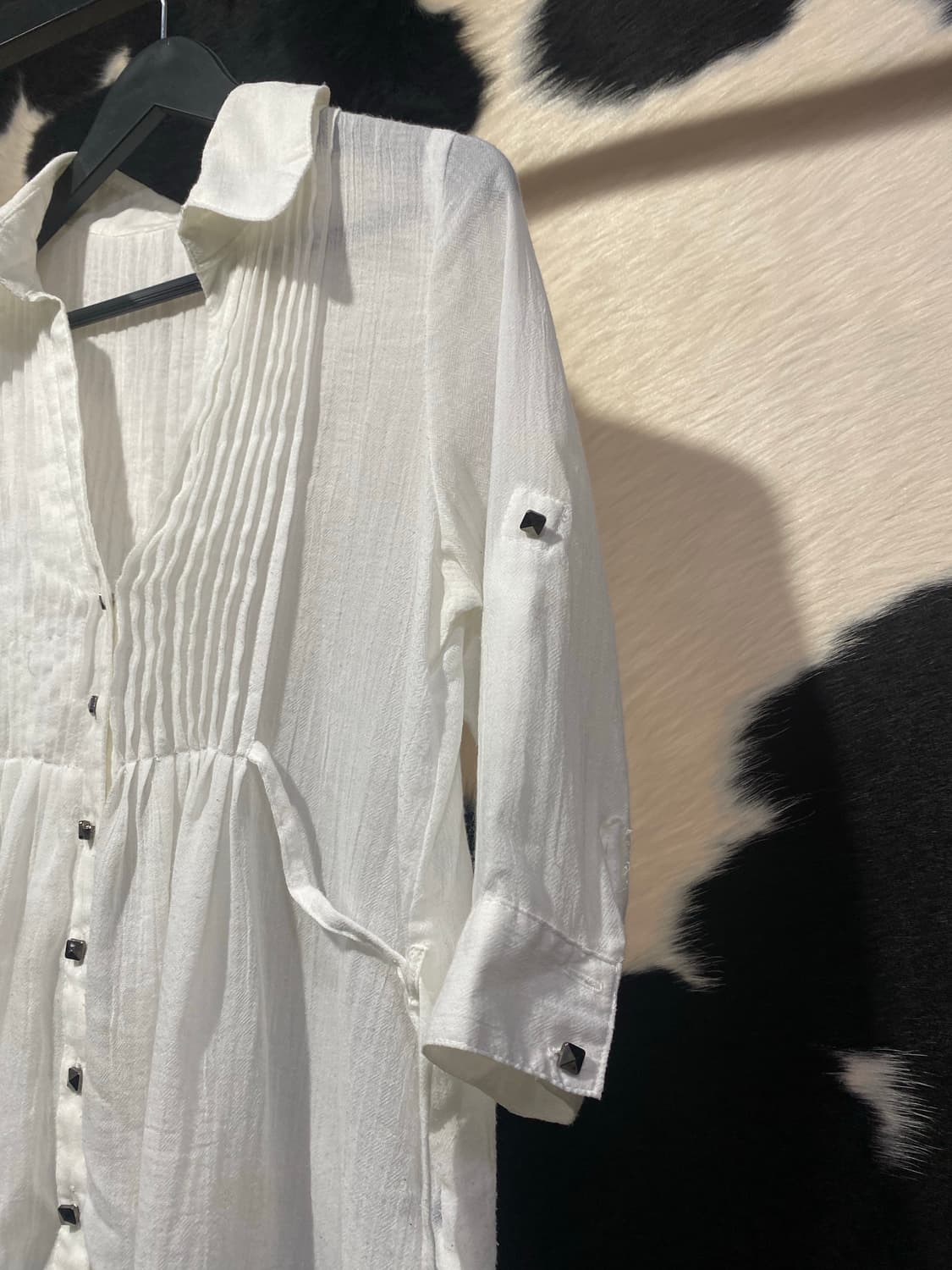 Japanese vtg 플리츠 디테일 스트링 롱셔츠 상품이미지3