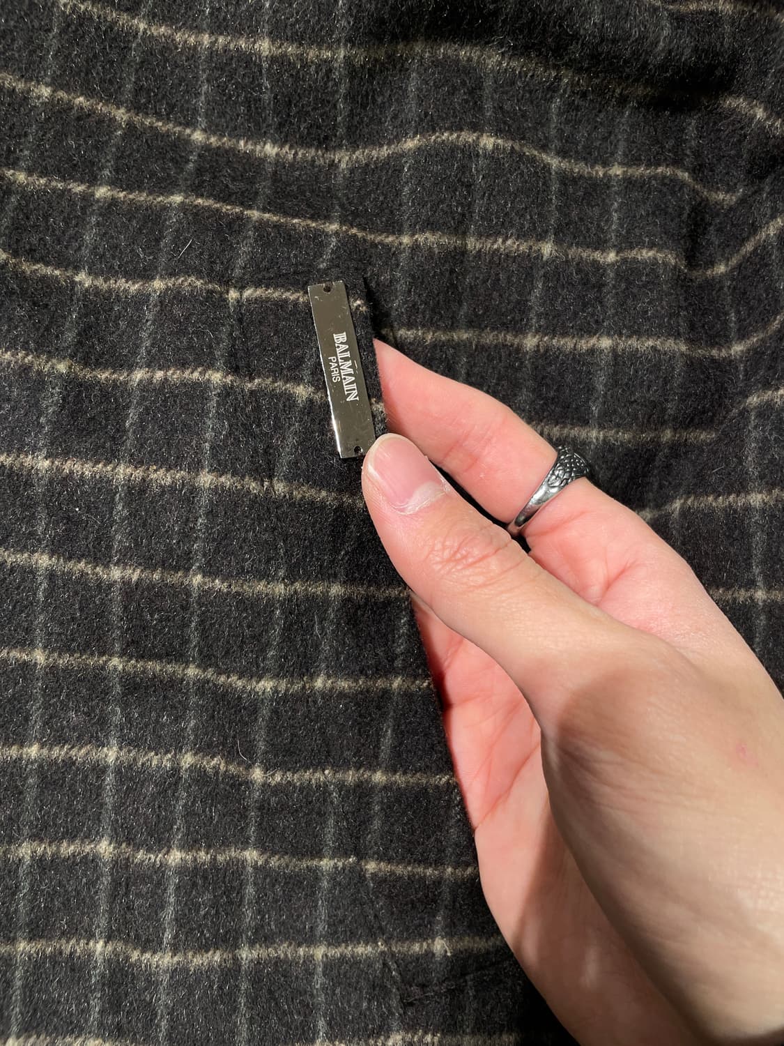 발망 다크 브라운 체크 울 집업 자켓 상품이미지10