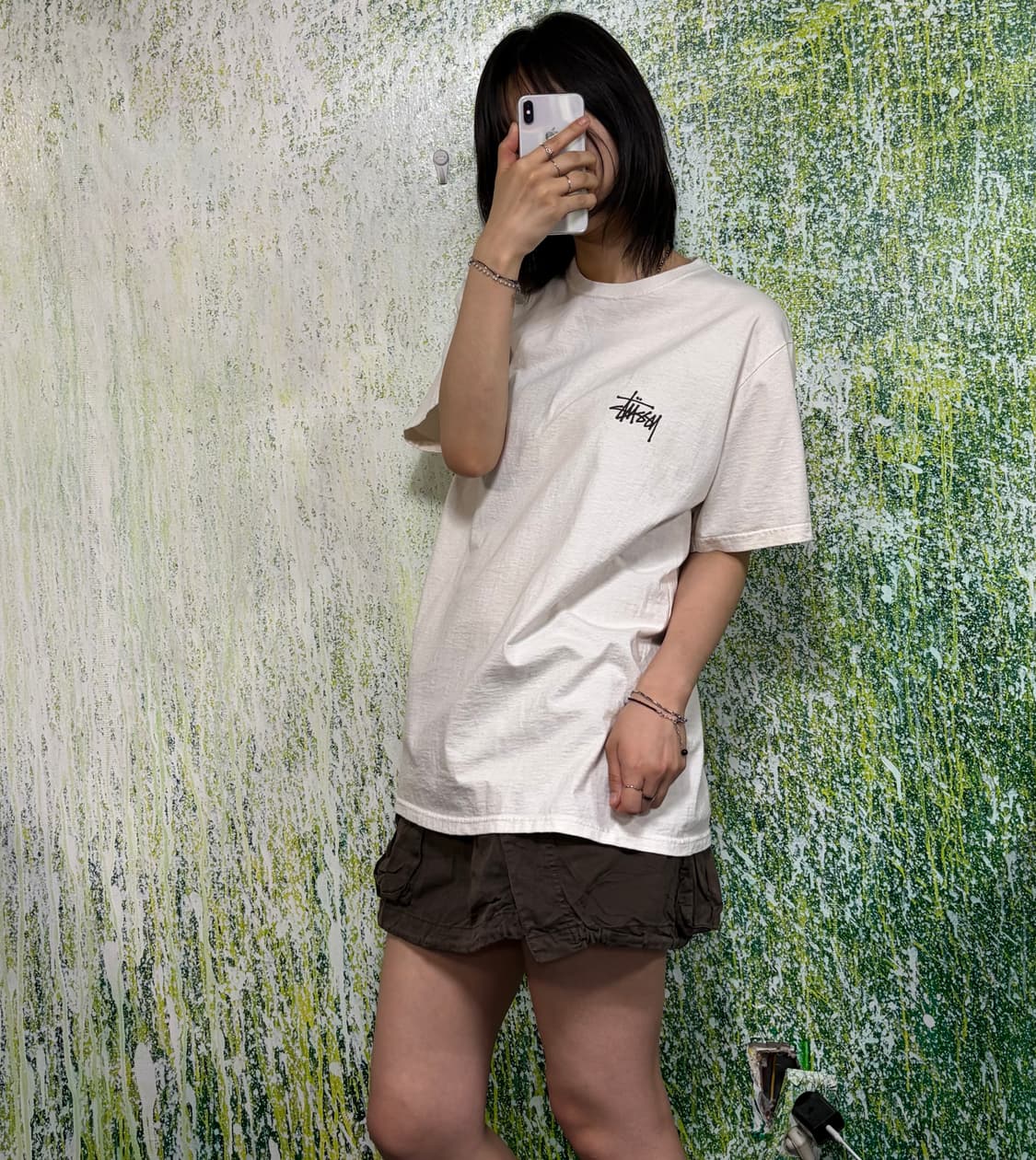 스투시 STUSSY 반팔 티셔츠 화이트 빅로고 반팔티 M 상품이미지5