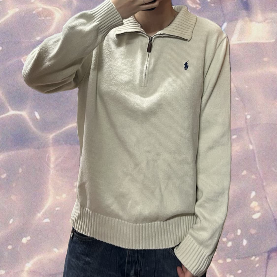 폴로 신형 니트 반집업 아이보리 상품이미지1