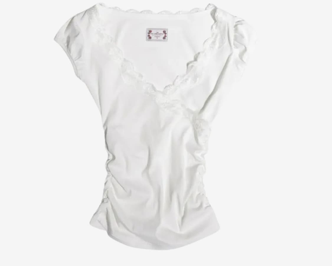 스컬프터 lace trim wrap tee white S 상품이미지2
