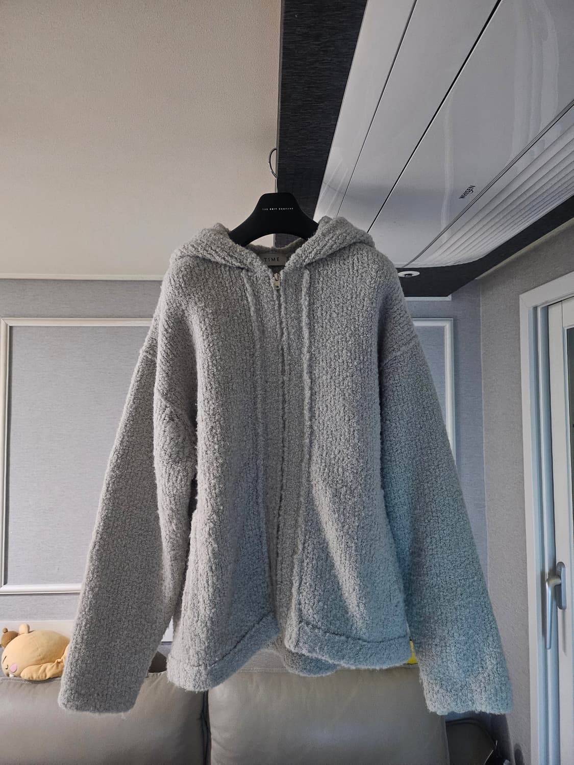 [거의 새것] 타임옴므 부클 알파카 니트 후드 스웨터 집업 자켓 점퍼 상품이미지1