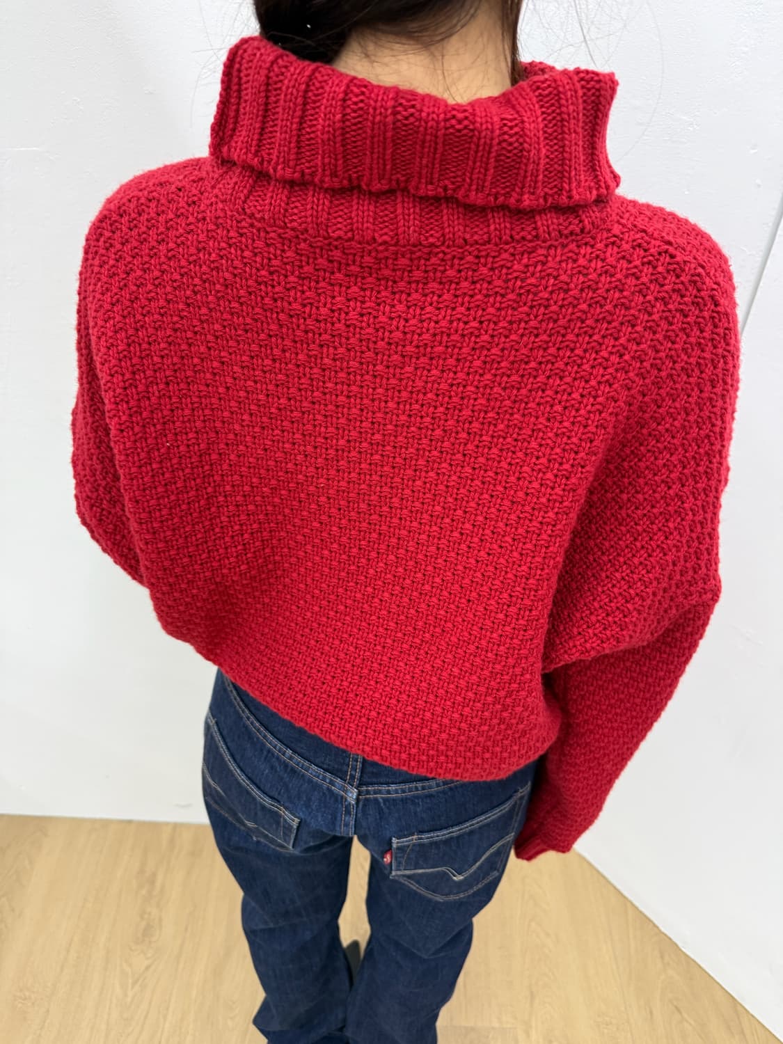 vtg red high neck knit 상품이미지4