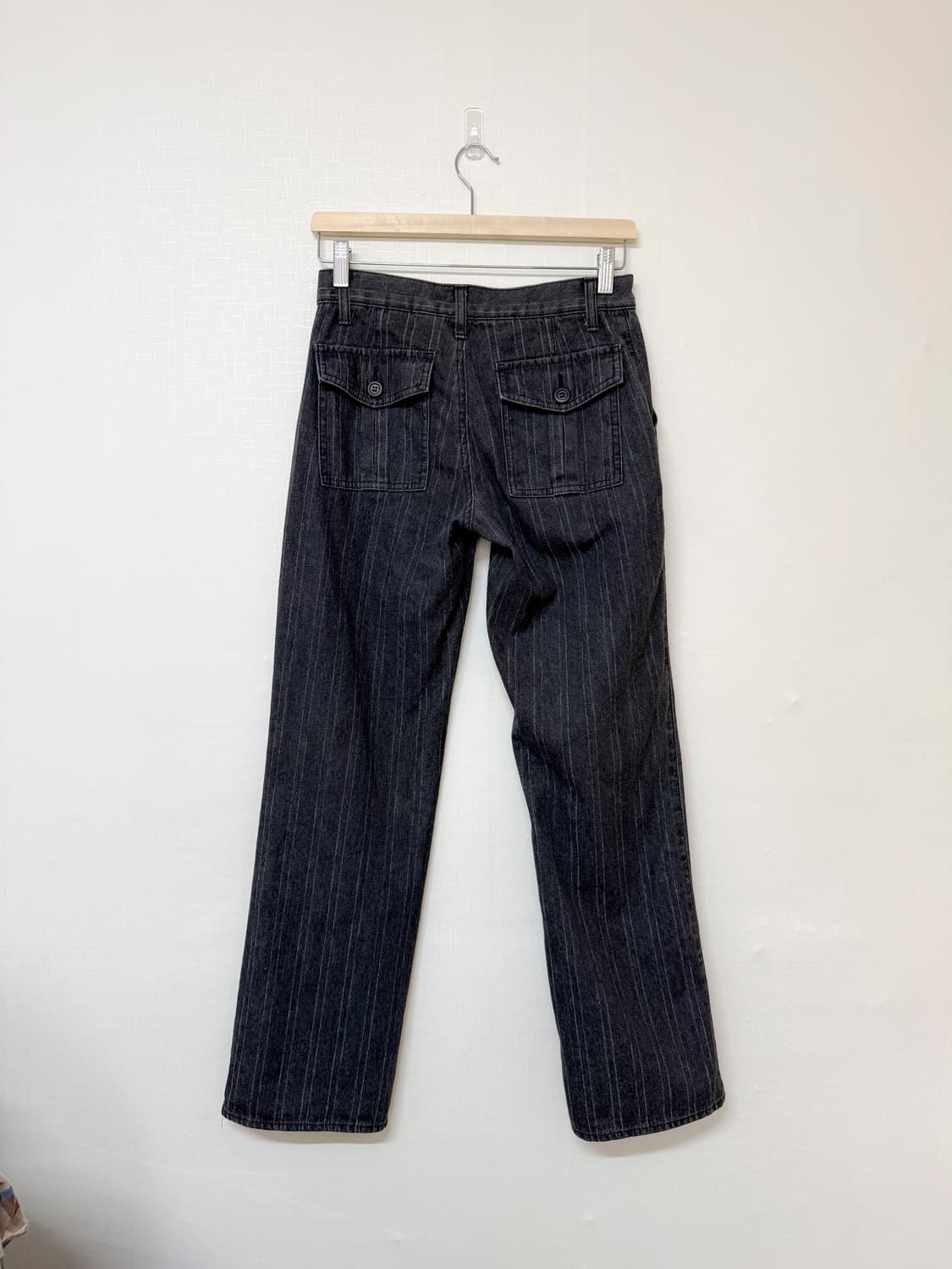 anquiet 흑청 스트라이프 데님 팬츠 상품이미지4