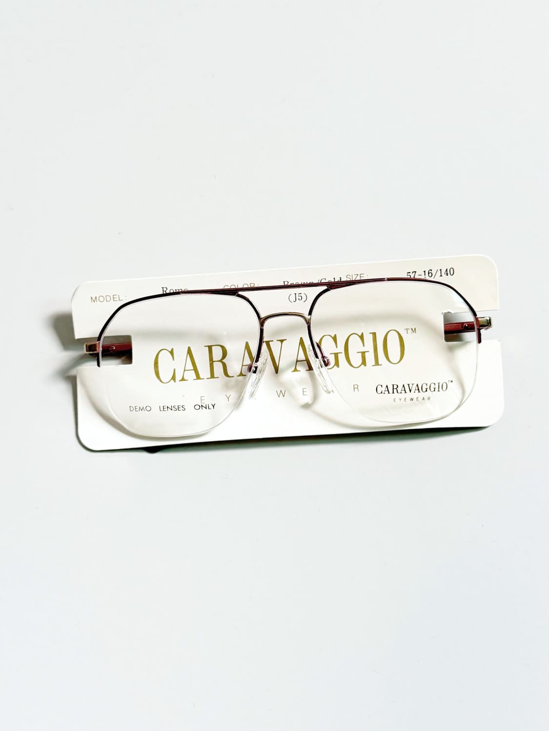 90s CARAVAGGIO 브라운 골드 스퀘어 반무테 보잉 빈티지 안경 상품이미지1