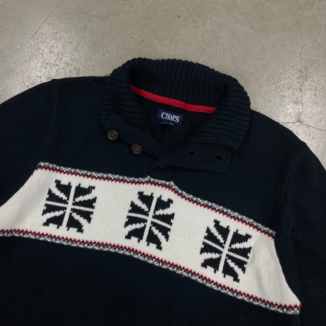 챕스 블랙 컬러 스노우플레이크 패턴 니트 상품이미지2