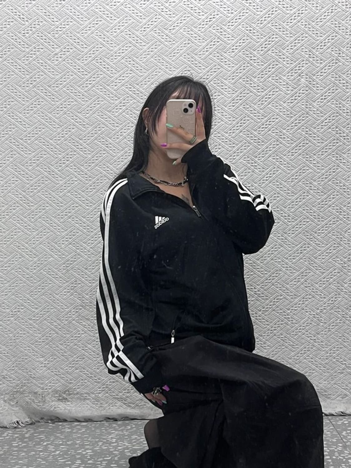 아디다스 빈티지 오리지널 검흰 삼선 져지 집업 XL C07264 상품이미지2