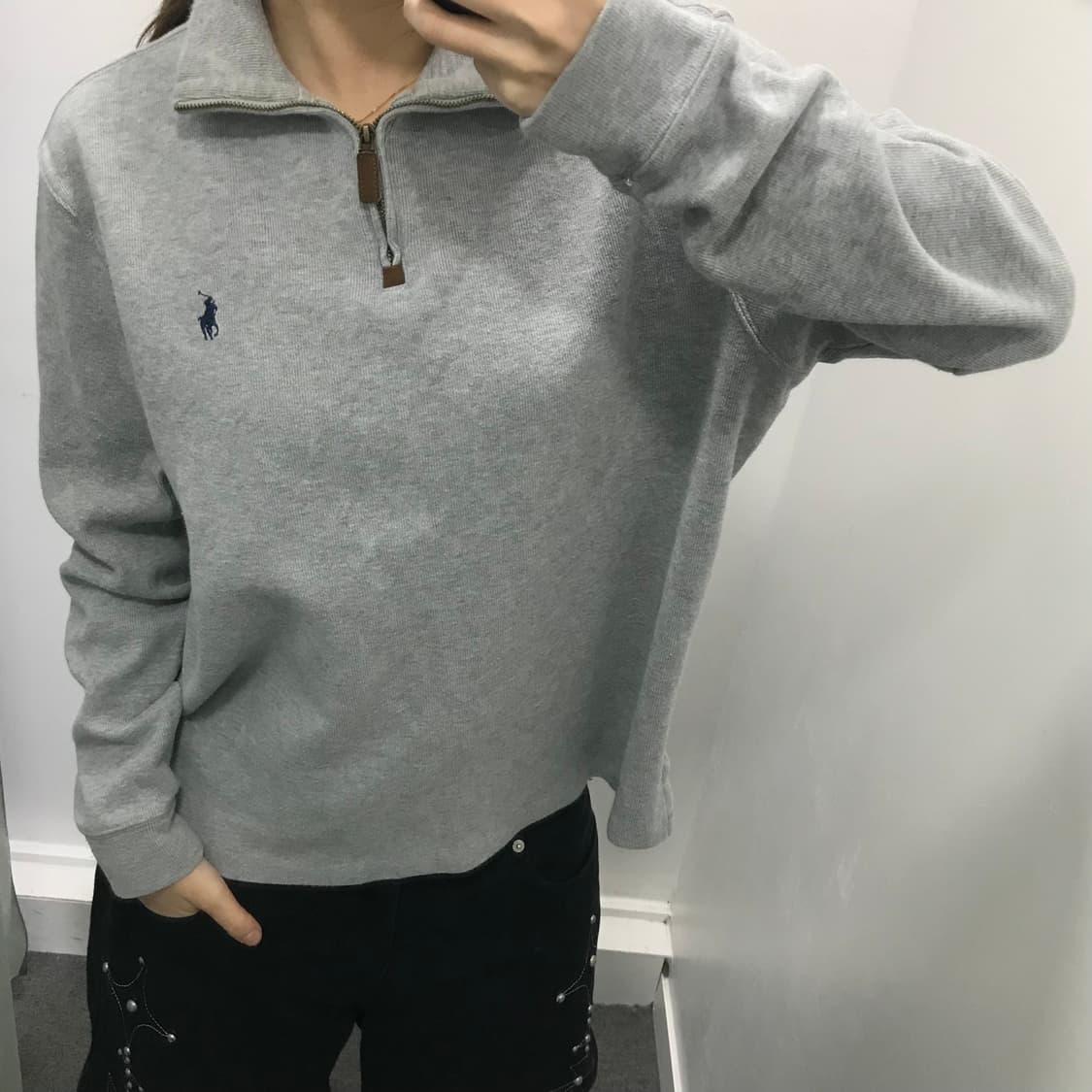 폴로 그레이 반집업 니트 상품이미지2