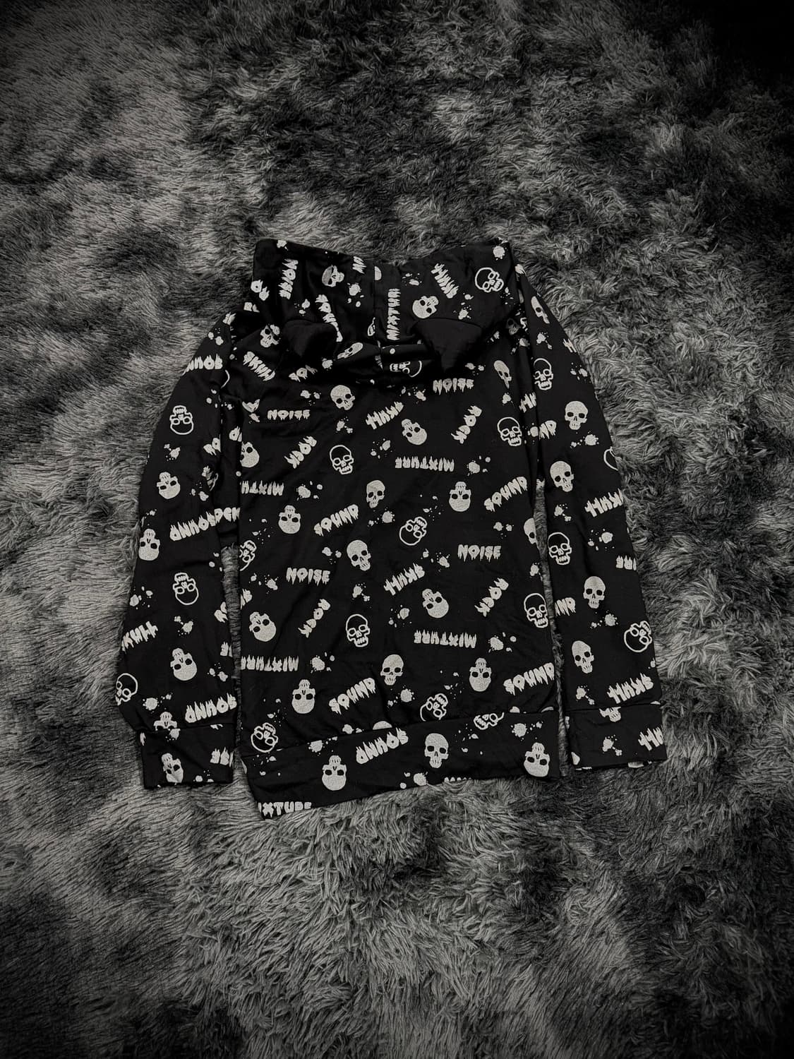 해골 패턴 블랙 악마귀 디테일 펑크 후드집업 상품이미지2