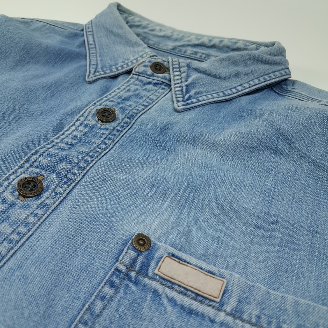 CL233 XL 칼하트 00s 스톤워시 연청 데님셔츠 남방 상품이미지4