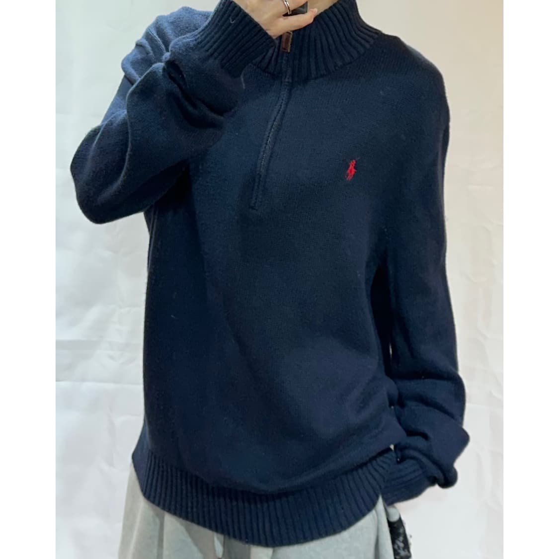 폴로랄프로렌 레드포니 네이비 반집업 니트 상품이미지1