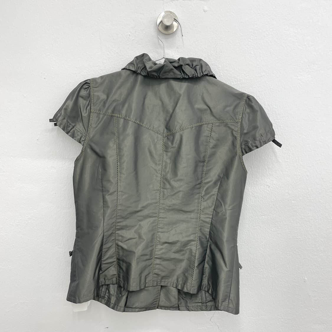 Khaki glossy short sleeve jacket 상품이미지2