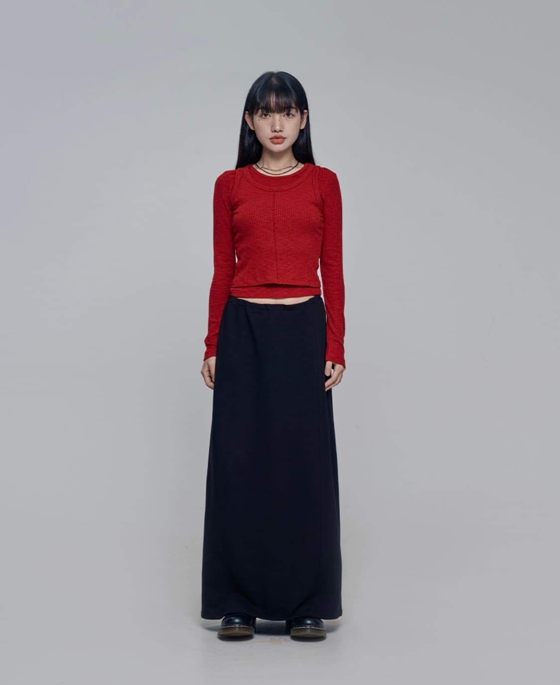칙스 더블 맥시 스커트 Black 상품이미지1