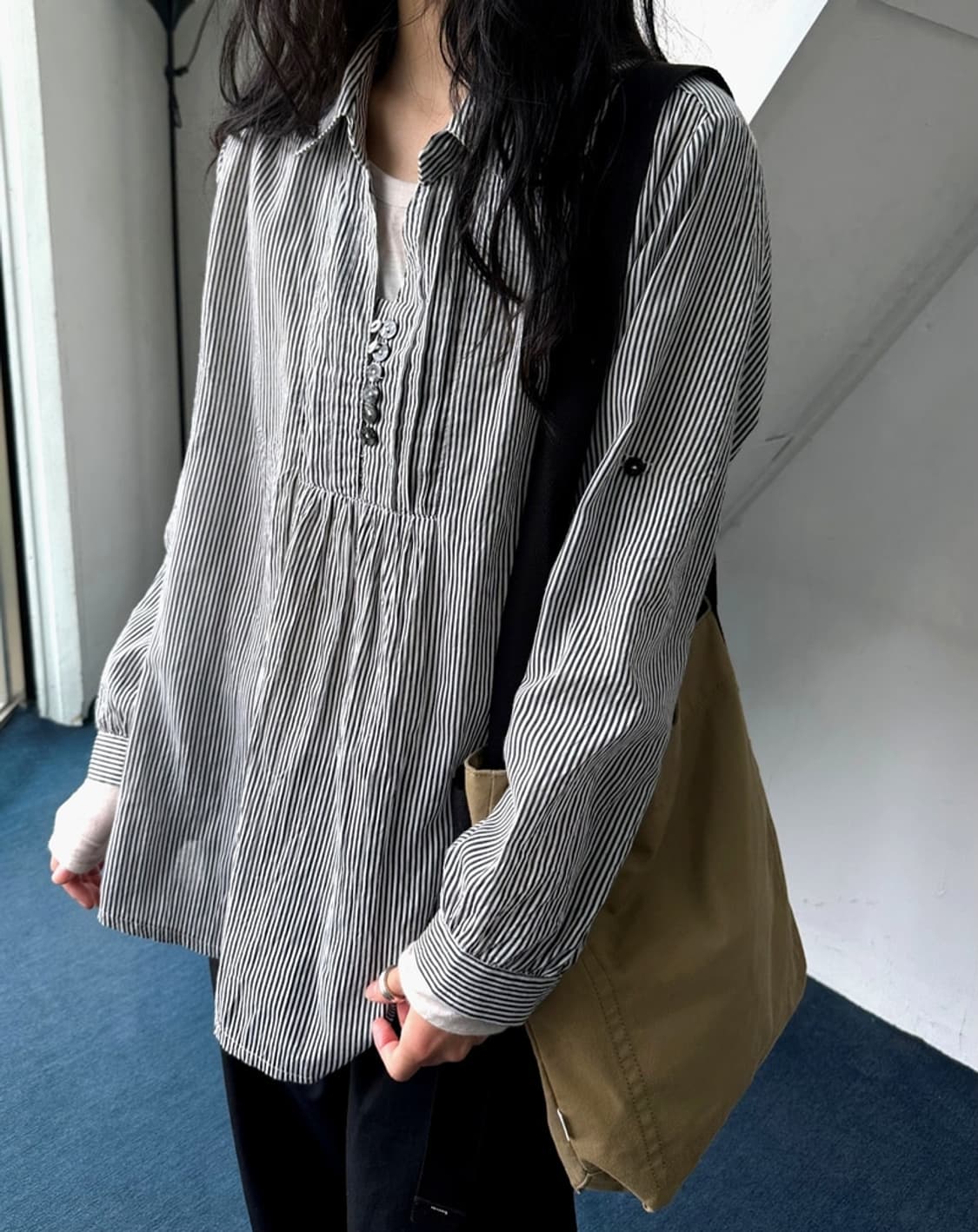 Light cotton poly natural fabric tunic s 상품이미지8