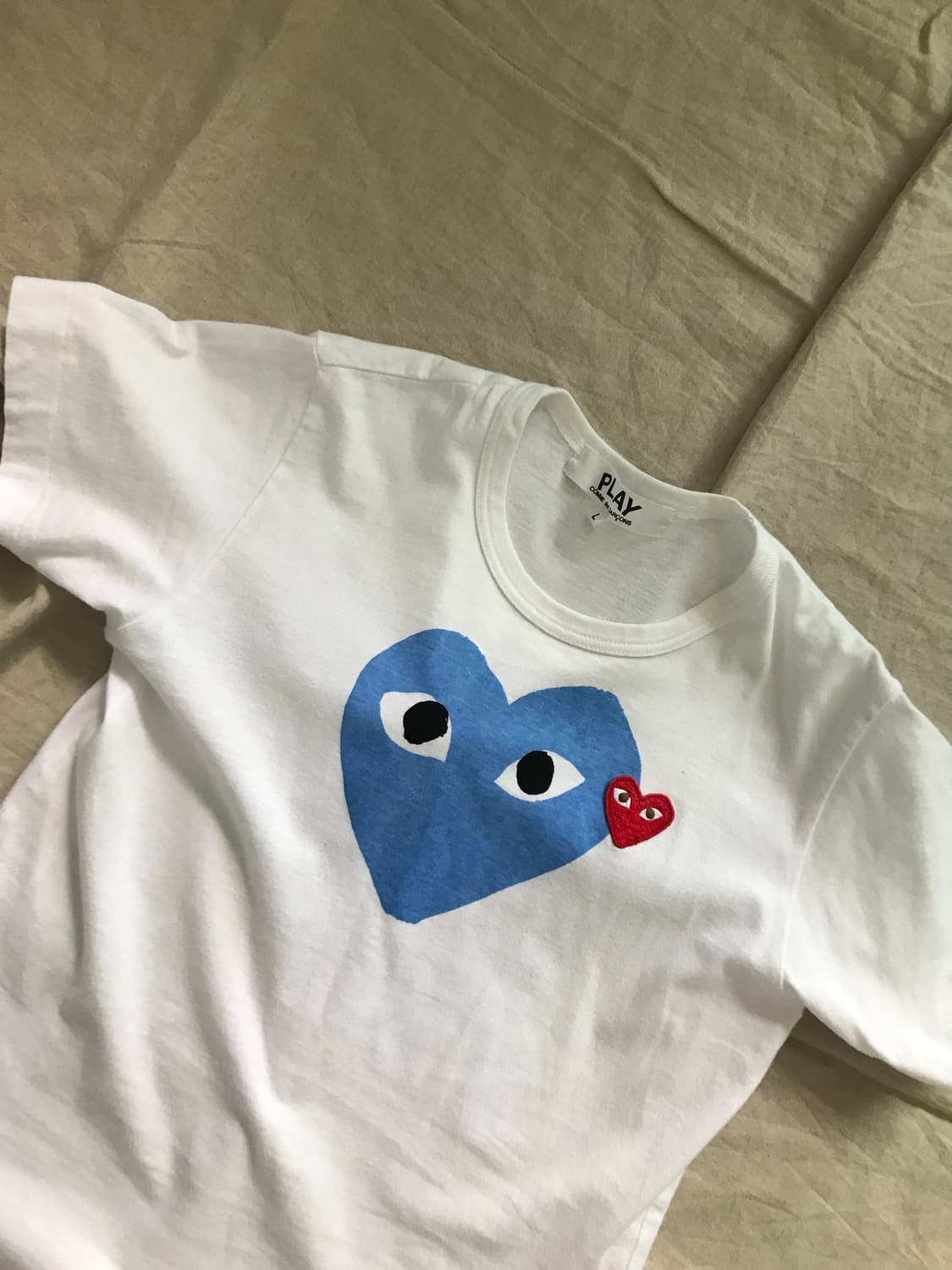 꼼데가르송 더블 하트 와펜 화이트 반팔티 상품이미지6