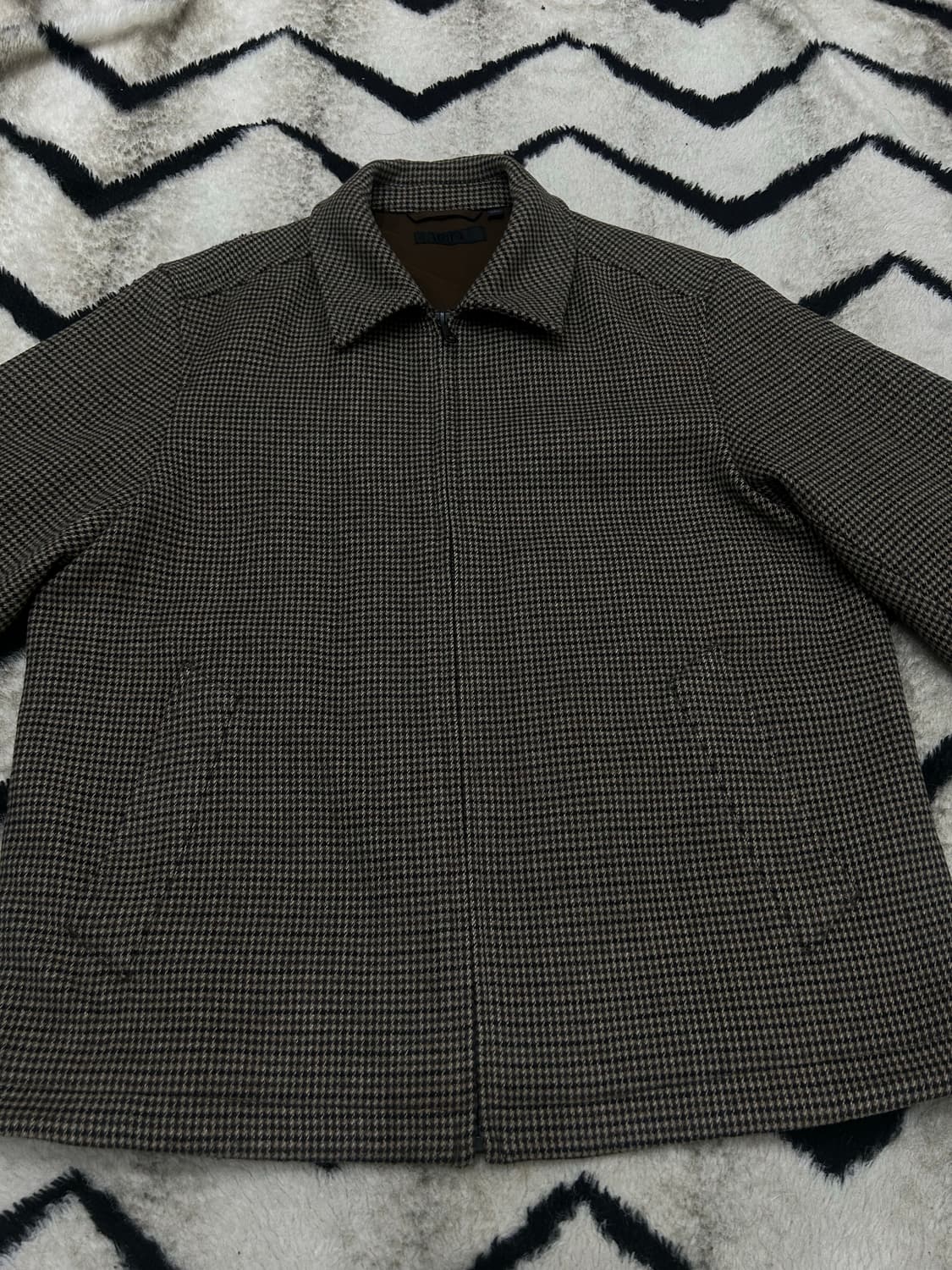 [L]유니클로 하운드투스 체크 울 블루종/브라운 상품이미지2