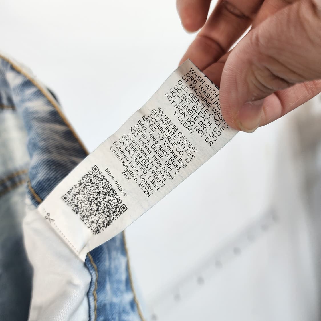 SHEIN 체리 자수 워싱 데님 와이드 팬츠 상품이미지7