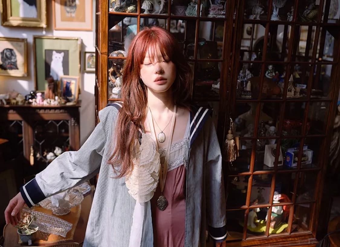 [미착] 프레클 실크 스트랩 세일러 자켓 인 스트라이프 상품이미지1