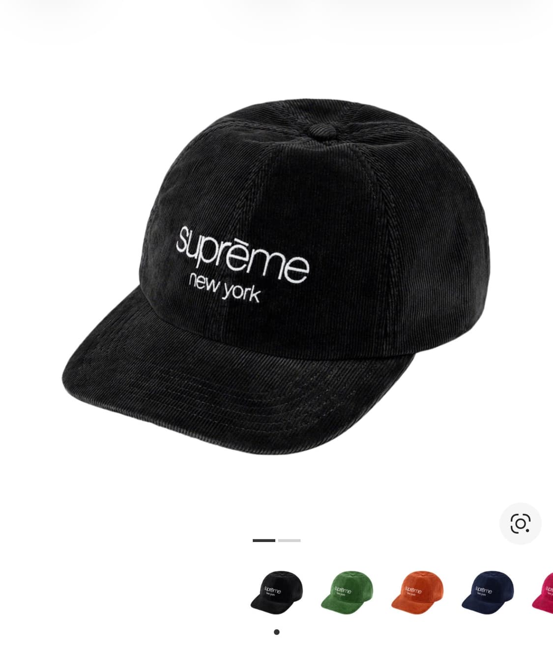 슈프림 고어텍스 코듀로이 클래식 로고 6-패널 캡 블랙 - 21FW 상품이미지6