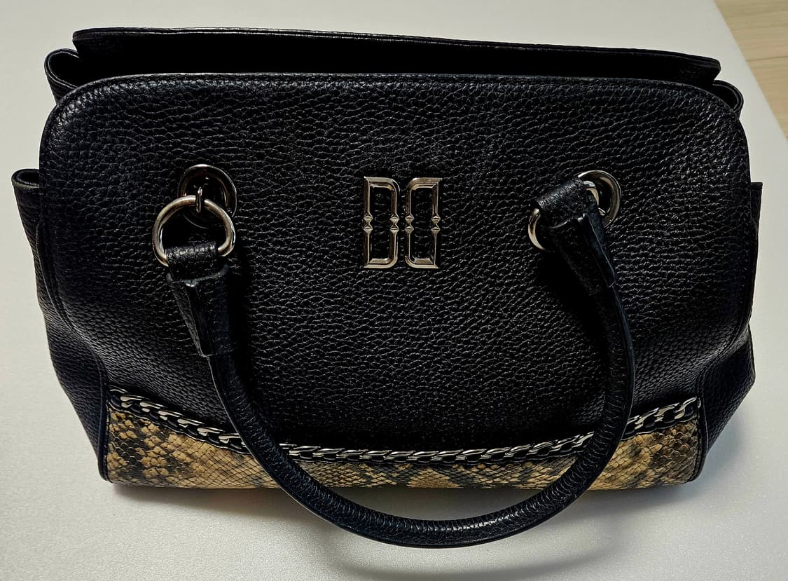 닥스 DAKS 가죽 핸드백 (블랙/파이톤 배색) 상품이미지3