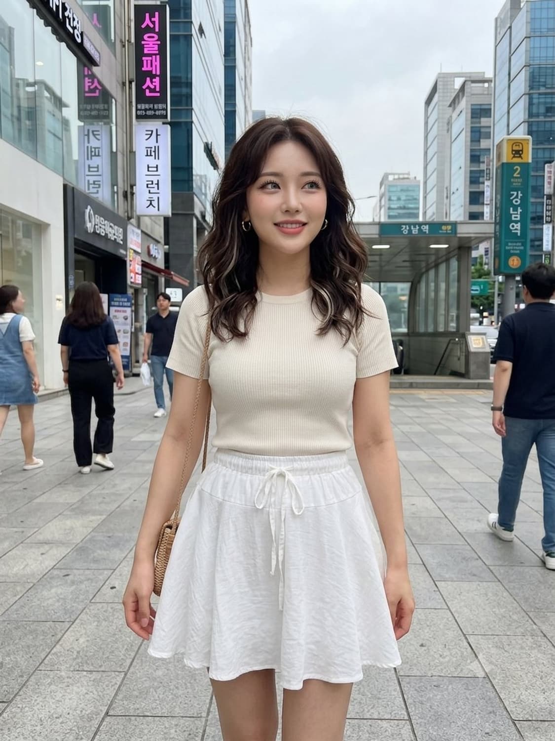 갸루걸 스타일 화이트 프릴 스커트 상품이미지3
