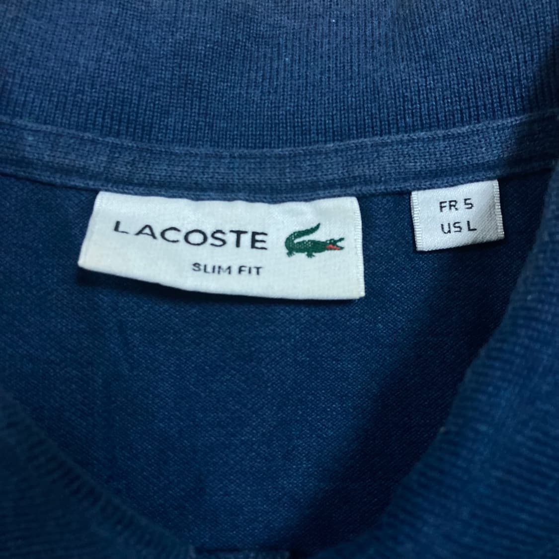 라코스테 스몰 로고 네이비 미니멀 카라 반팔티 상품이미지3