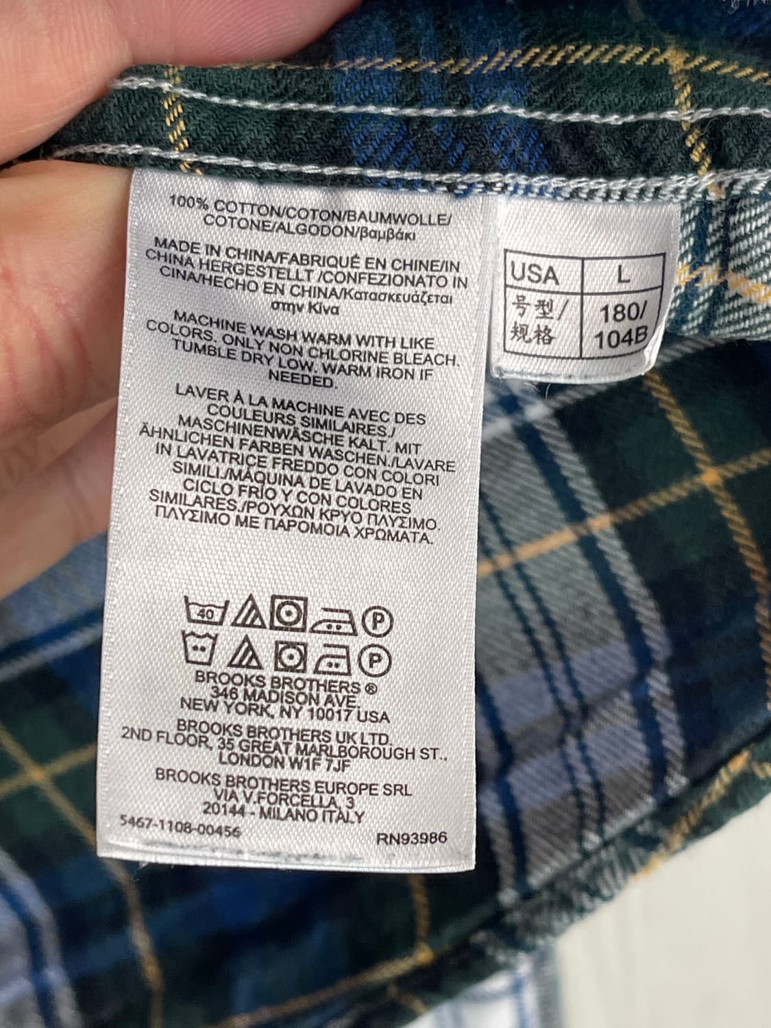 브룩스 브라더스 플란넬 타탄 체크 셔츠 L 상품이미지6