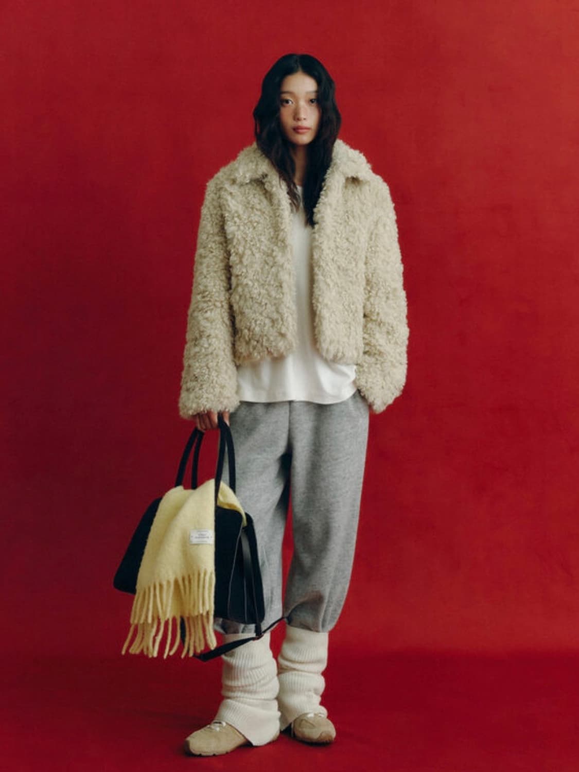 포 유어 아이즈 온리 - 리코 컬리 퍼 자켓 (베이지) 상품이미지1