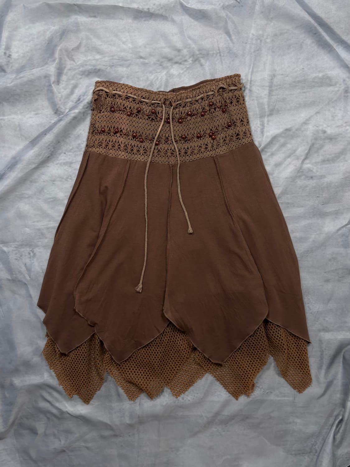Brown Beaded Crochet Layered Skirt  상품이미지4