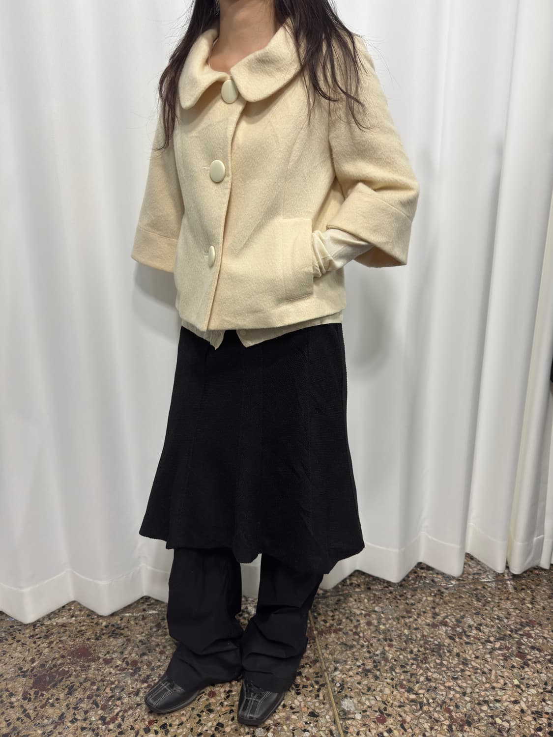 mori ivory button half coat 상품이미지4
