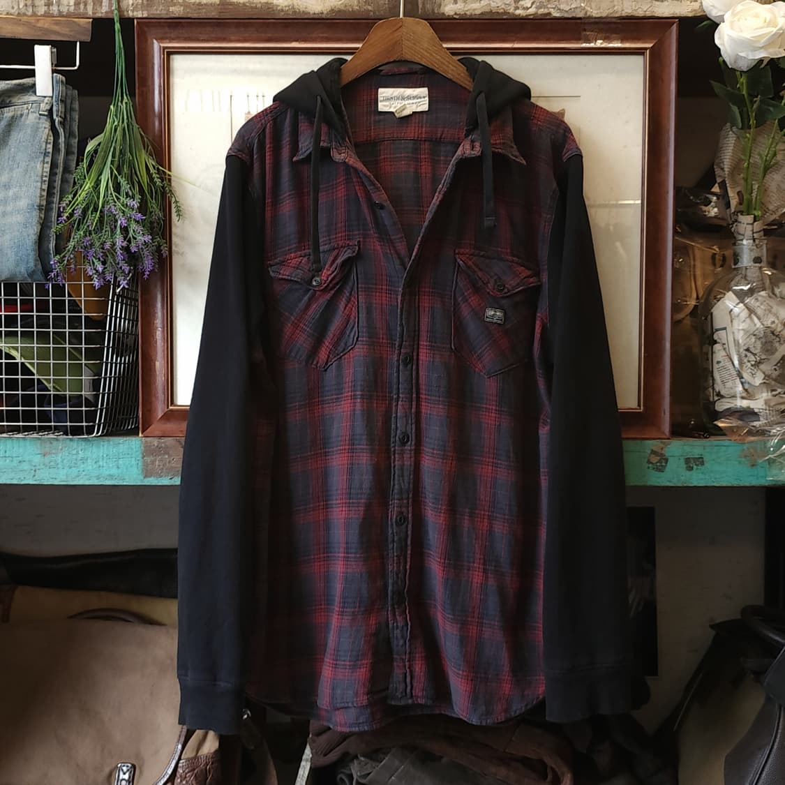 폴로 데님앤서플라이 플레드 셔츠 체크 후드 셔츠 Xl 상품이미지1