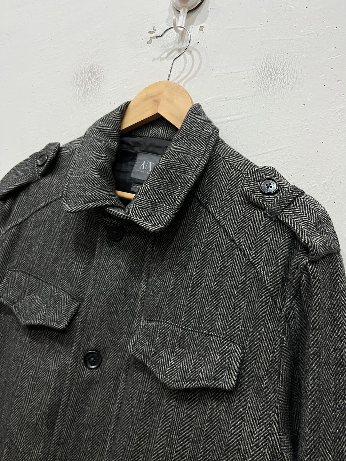 아르마니 익스체인지 울 캐시미어 헤링본 블루종 자켓  상품이미지2