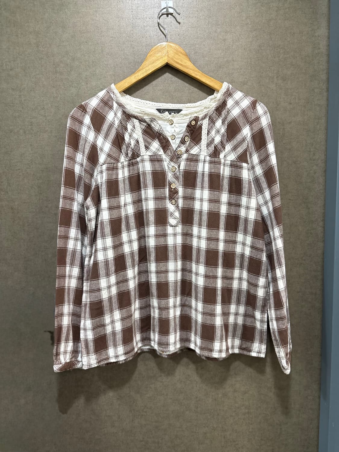 브라운 체크 레이어드 블라우스 상품이미지6