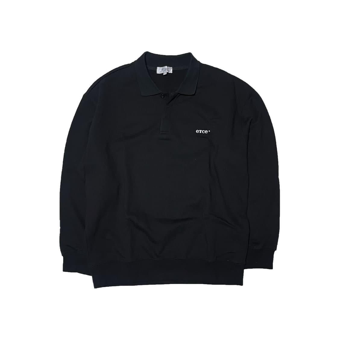 ETCE 블랙 카라넥 맨투맨 티셔츠 상품이미지1