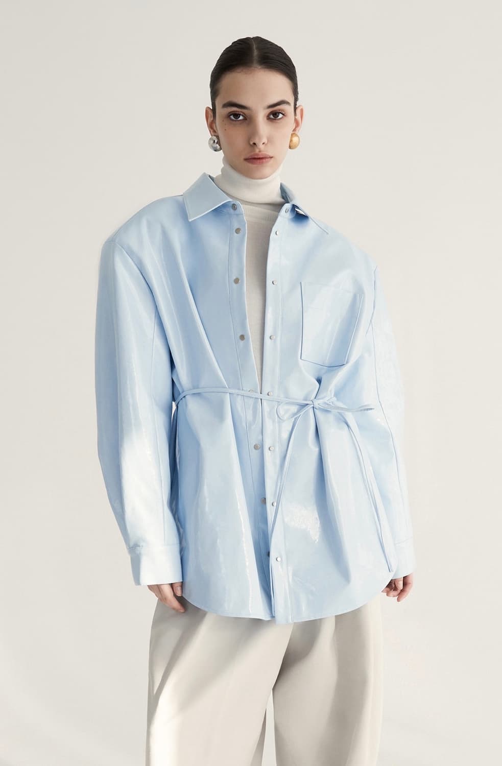 새상품) 드래곤블루스 비건 레더 스트랩 셔츠 자켓 상품이미지3