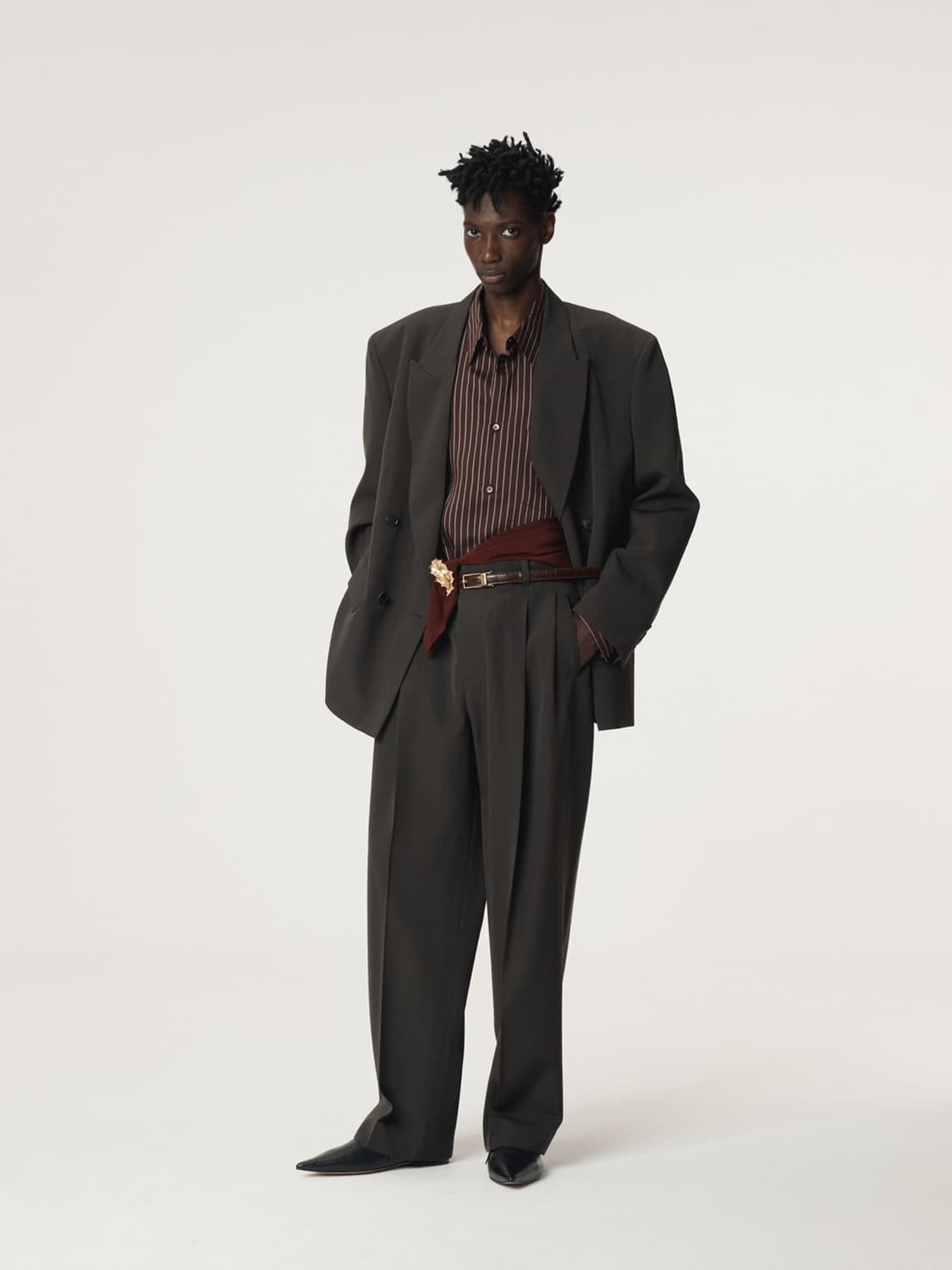 25FW 렉토 스티렌 더블브레스트 수트 셋업 자켓 차콜 그레이 상품이미지1