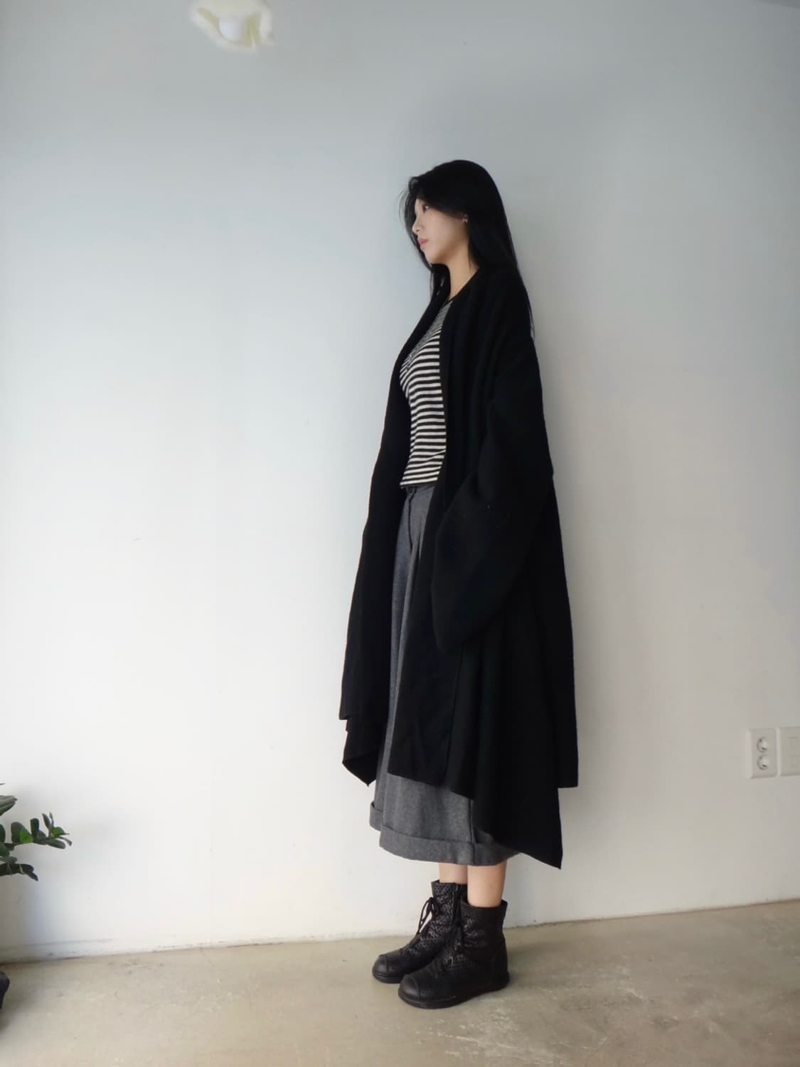DKNY unbalanced drape cardigan / black 상품이미지6