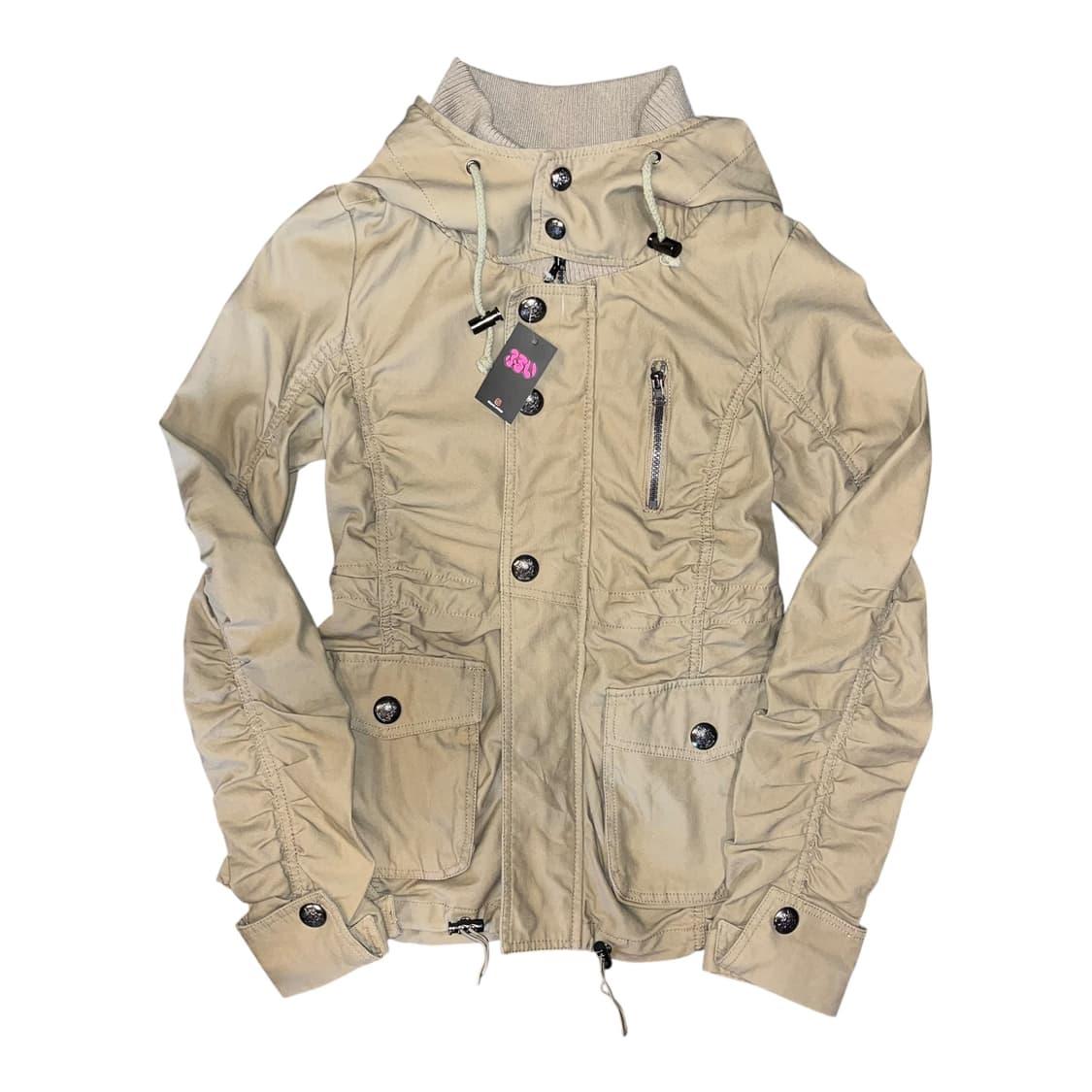 셔링 후드 면 야상 자켓 y2k갸루펑크 상품이미지1