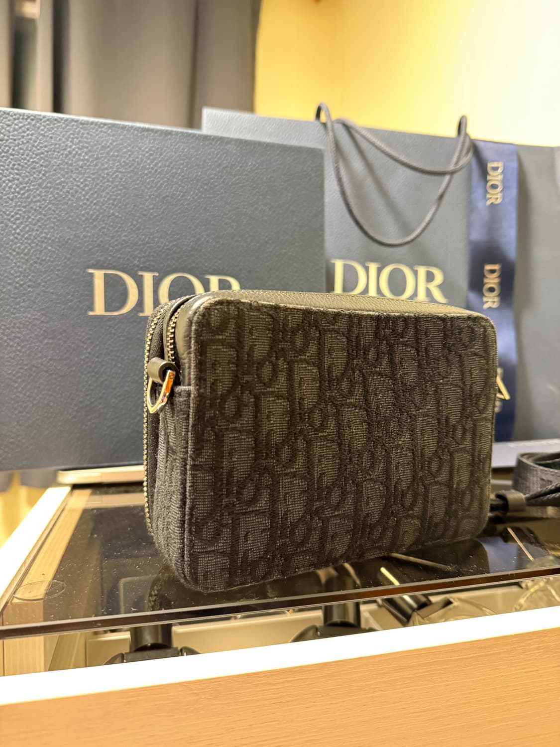 디올 오블리크 파우치 메신저백 블랙 풀구성 새상품급 상품이미지7