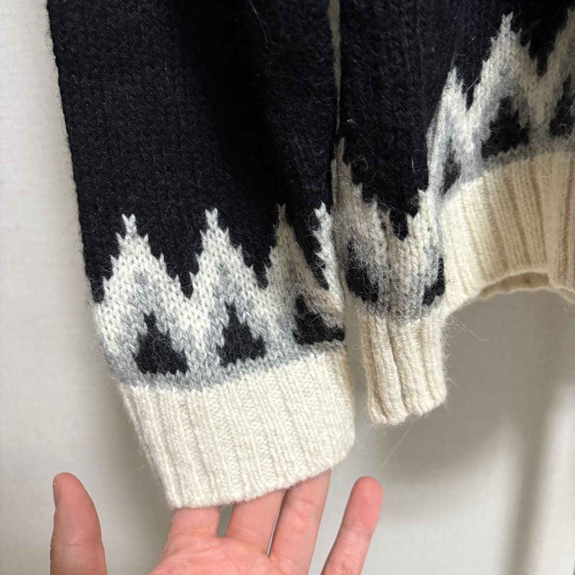 프릭스스토어 노르딕 알파카 니트 / 블랙-화이트, F 상품이미지5