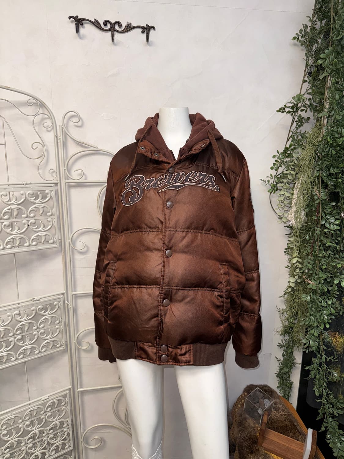 MLB Milwaukee Brewers brown duck down 패딩 상품이미지8