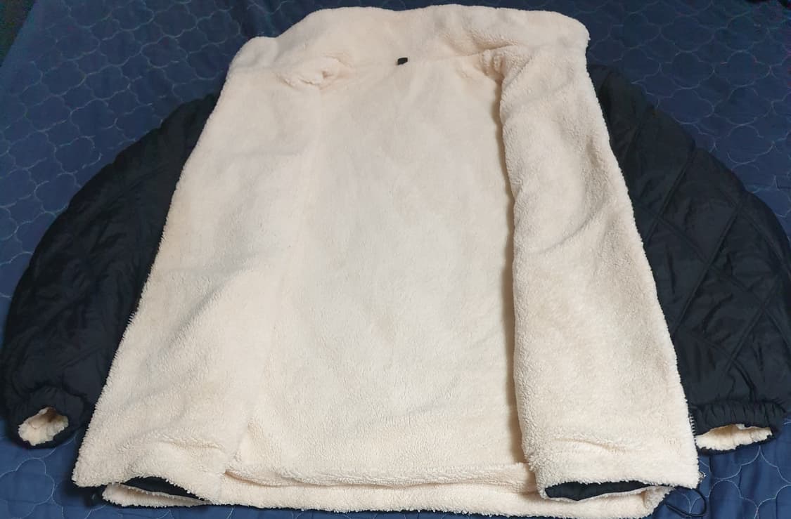 오버핏 양털 퀄팅 패딩 자켓 블랙 (XL) 상품이미지2