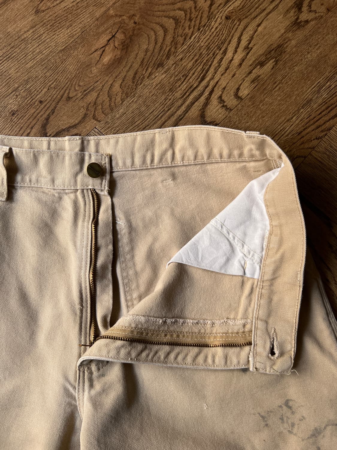 [34]칼하트 USA 더티워싱 밀 베이지 싱글니 카펜터 워크 팬츠 상품이미지3