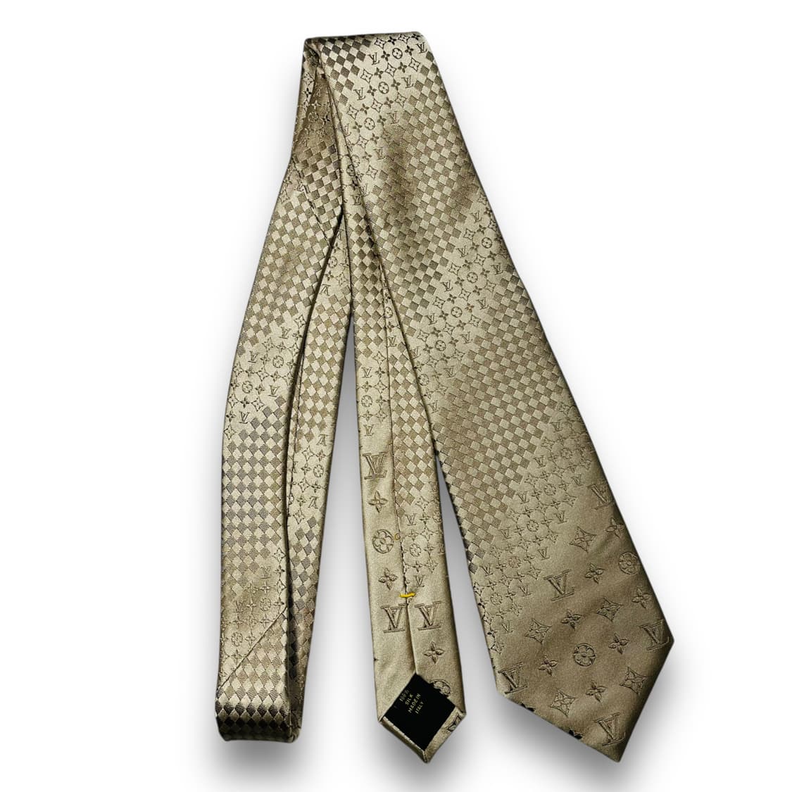 루이비통 아카이브 시그니처 로고 골드 실크 넥타이 상품이미지3