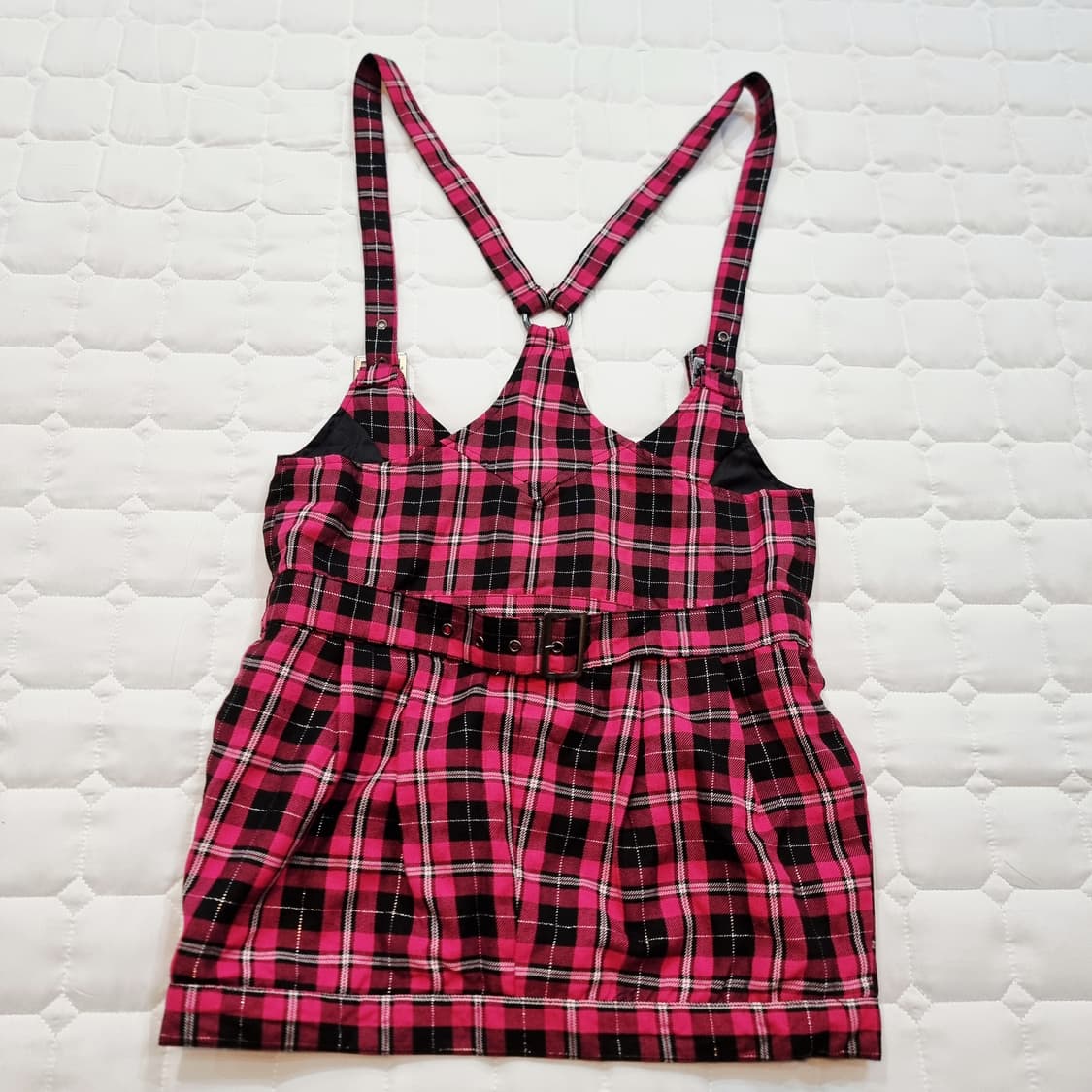 핑크 체크 멜빵 튜닉(미니원피스) 상품이미지4